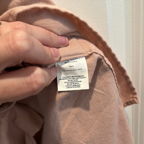 Linen Lux Cottage Core Pink Buttton Side Dress - Picture 3 of 7